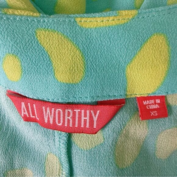 All Worthy Aqua Yellow Kimono Cardigan, Size XS Abstract Polka Dot Print - Picture 5 of 7